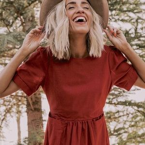 ROOLEE Red Button Down Short Sleeve Dress